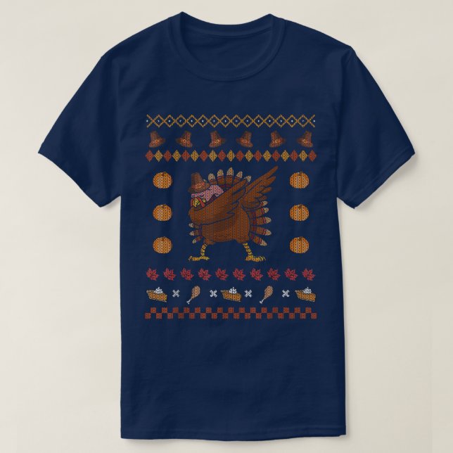 Dabbing Turkey Ugly Christmas Sweater Funny Thanks (Design Front)