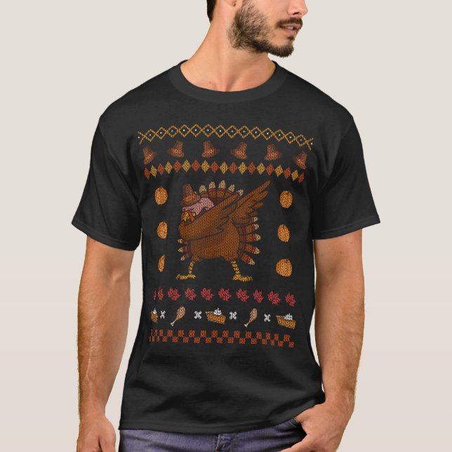 Dabbing Turkey Ugly Christmas Sweater Funny Thanks (Front)