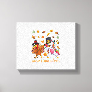dabbing Turkey Unicorn Thanksgiving For Girls Pilg Canvas Print