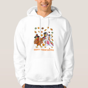 dabbing Turkey Unicorn Thanksgiving For Girls Pilg Hoodie