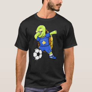 Dabbing Turtle Kosovo Soccer Fans Jersey Kosovar F T-Shirt