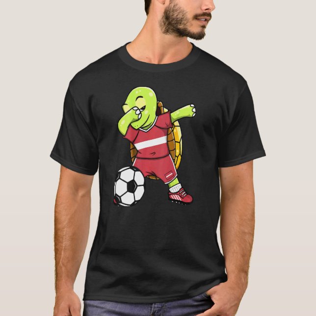Dabbing Turtle Latvia Soccer Fans Jersey Latvian F T-Shirt (Front)