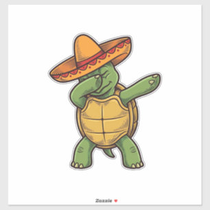 Dabbing Turtle Sombrero Vintage Vector Design_1