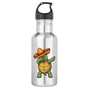 Dabbing Turtle Sombrero Vintage Vector Design_1 532 Ml Water Bottle