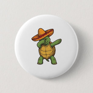Dabbing Turtle Sombrero Vintage Vector Design_1 6 Cm Round Badge