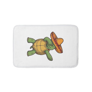 Dabbing Turtle Sombrero Vintage Vector Design_1 Bath Mat