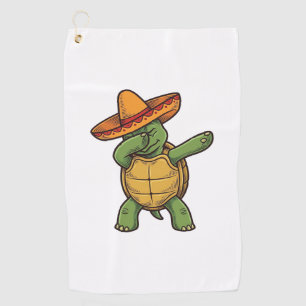 Dabbing Turtle Sombrero Vintage Vector Design_1 Golf Towel