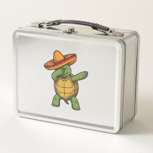 Dabbing Turtle Sombrero Vintage Vector Design_1 Metal Lunch Box