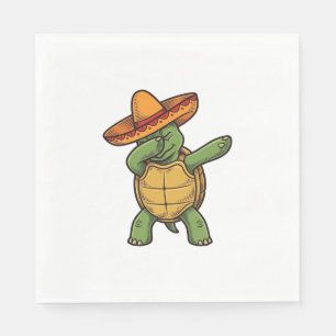 Dabbing Turtle Sombrero Vintage Vector Design_1 Napkin