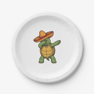 Dabbing Turtle Sombrero Vintage Vector Design_1 Paper Plate
