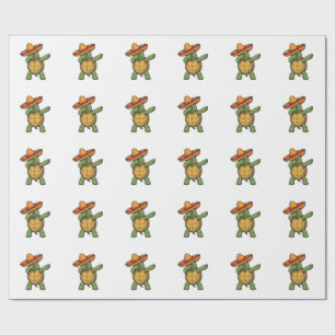 Dabbing Turtle Sombrero Vintage Vector Design_1 Wrapping Paper