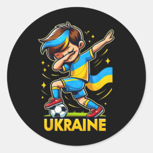 Dabbing Ukraina Children's Footbyll Jersey With Uk Classic Round Sticker