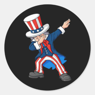 Dabbing Uncle Sam 4th Of July Dab Boys Girls Kids Classic Round Sticker