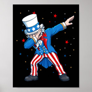 Dabbing Uncle Sam 4th of July Kids Boys Men Poster
