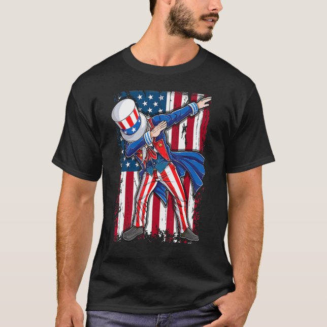 Dabbing Uncle Sam 4th Of July Men Kids Boys 2 T-Shirt (Front)