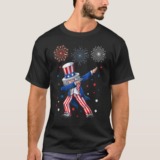 Dabbing Uncle Sam Fireworks 4th Of July Kids Boys  T-Shirt (Front)