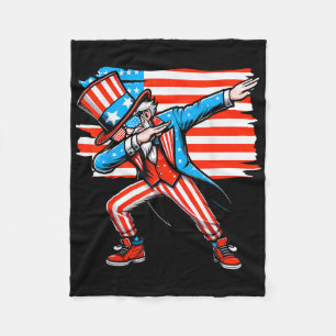 Dabbing Uncle Sam Independence Day American Flag 4 Fleece Blanket