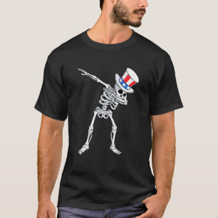 Dabbing Uncle Sam Skeleton 4th Of July T-Shirt