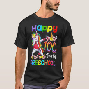 Dabbing Unicorn 100th Day Of School Preschool Girl T-Shirt