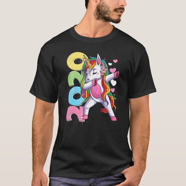 Dabbing Unicorn 2nd Birthday Girl 2 Years 2020 T-Shirt (Front)