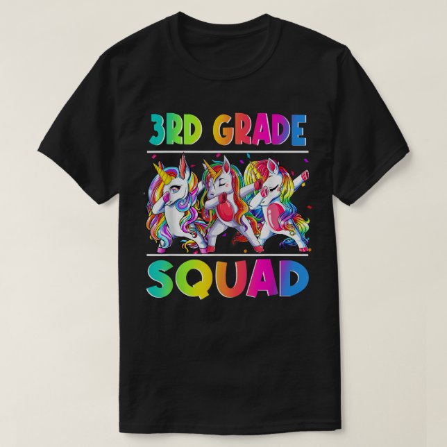 Dabbing Unicorn 3rd Grade Squad Back to School Gir T-Shirt (Design Front)
