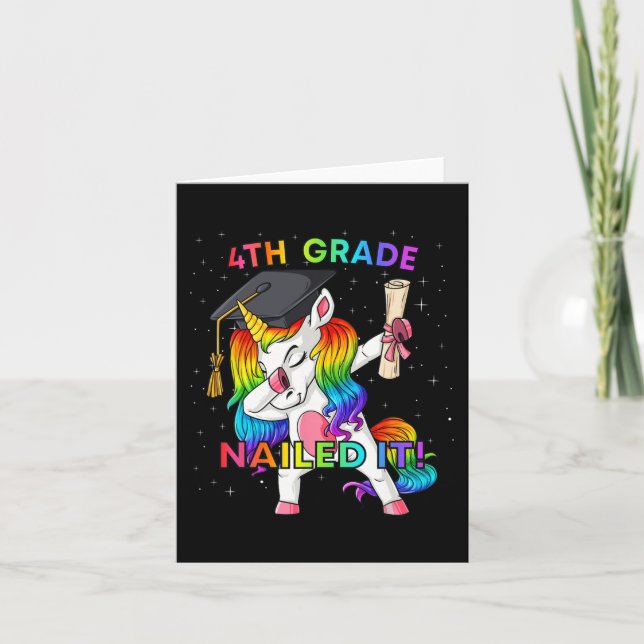 Dabbing Unicorn 4th Grade Nailed It Graduation Gir Card (Front)