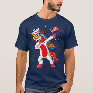 Dabbing Unicorn 4th Of July American Flag Merica G T-Shirt