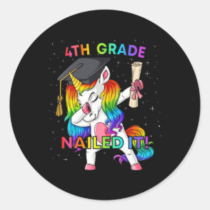Dabbing Unicorn 4th Of July Girls Kids Teens Ameri Classic Round Sticker
