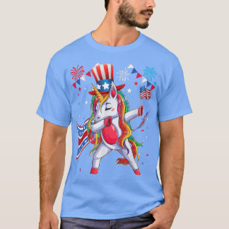 Dabbing Unicorn 4th of July Girls Kids Women Boys  T-Shirt