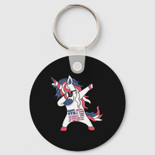 Dabbing Unicorn 4th Of July I Independence Day Shi Key Ring