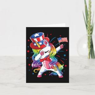 Dabbing Unicorn 4th Of July Uncle Sam Girls Americ Card