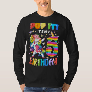 Dabbing Unicorn 5 Years Old 5th Birthday Pop It Fi T-Shirt
