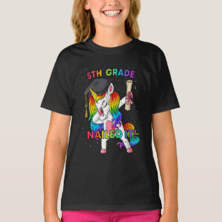 Dabbing Unicorn 5th Grade Nailed It Graduation T-Shirt