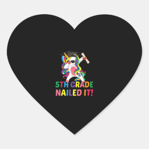 Dabbing Unicorn 5th Grade Tshirt Girls Boys Gradua Heart Sticker
