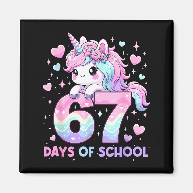 Dabbing Unicorn 67 Days Of School Teachers Kids Bo Magnet (Front)