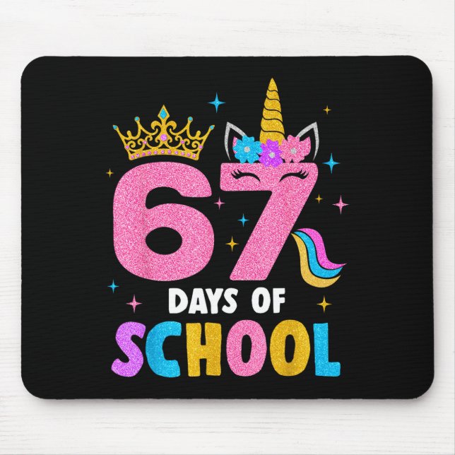 Dabbing Unicorn 67 Days Of School Teachers Kids Bo Mouse Mat (Front)