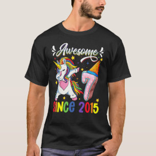 Dabbing Unicorn 7th Birthday Awesome 2015 7 Year O T-Shirt
