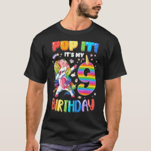 Dabbing Unicorn 9 Years Old 9th Birthday Pop It Fi T-Shirt