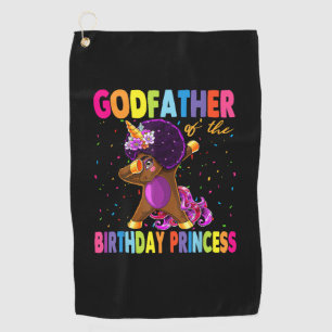 Dabbing Unicorn Afro Godfather of the Birthday Pri Golf Towel