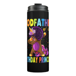 Dabbing Unicorn Afro Godfather of the Birthday Pri Thermal Tumbler