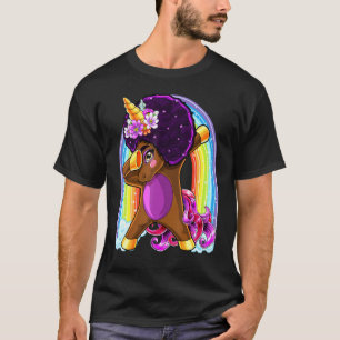Dabbing Unicorn Afro Natural Hair African American T-Shirt