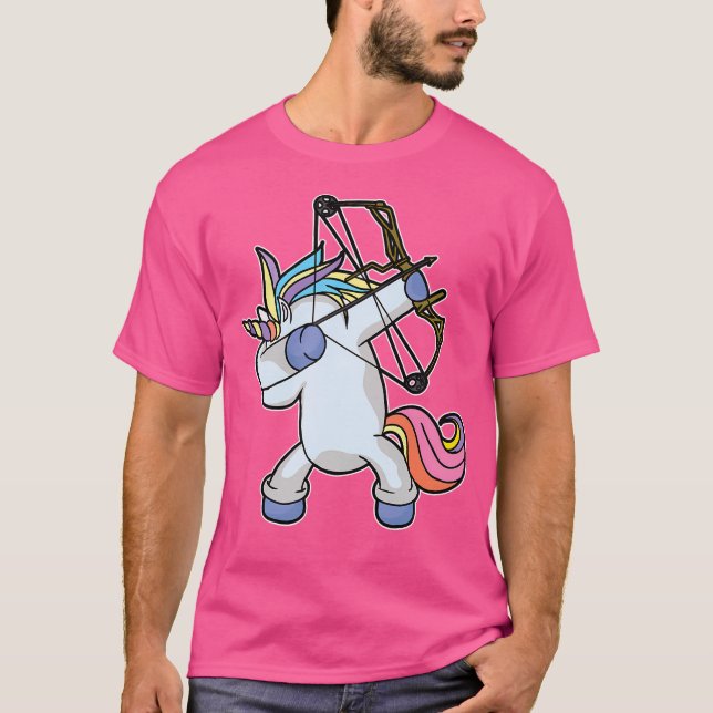 Dabbing Unicorn Archer Archery Bow Arrow T-Shirt (Front)