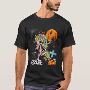 Dabbing Unicorn As Zombie Halloween Cat On Horror T-Shirt