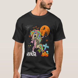 Dabbing Unicorn As Zombie Halloween Cat On Horror T-Shirt