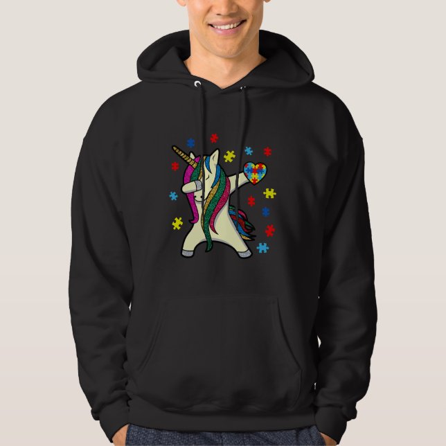 Dabbing Unicorn Autism Awareness Awareness Month E Hoodie (Front)