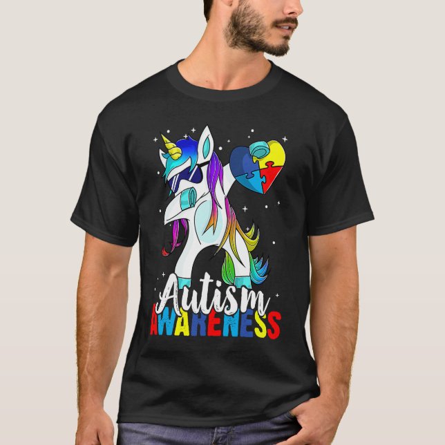 Dabbing Unicorn Autism Awareness Kids Girls Boys B T-Shirt (Front)