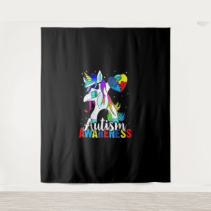 Dabbing Unicorn Autism Awareness Kids Girls Boys B Tapestry