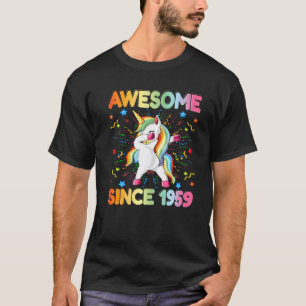 Dabbing Unicorn Awesome Since 1959 Dab 63th Birthd T-Shirt