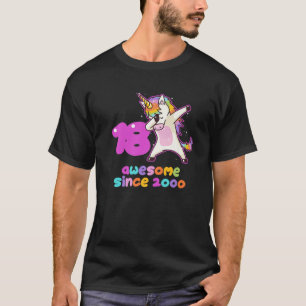 Dabbing Unicorn Awesome Since 2000 18Th Birthday G T-Shirt