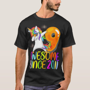 Dabbing Unicorn Awesome Since 2011  9th Birthday  T-Shirt
